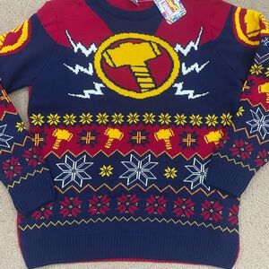 Marvel Thor Hammer Crewneck Sweater - Red, Yellow, and Blue